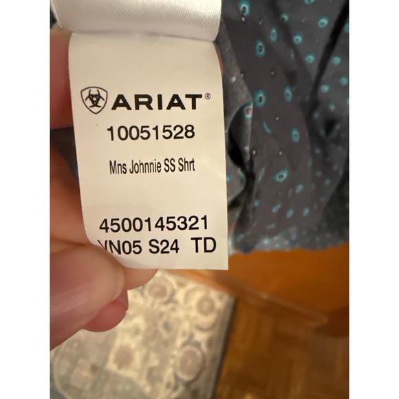 Ariat men's button down Johnnie short sleeve shirt blue cotton poplin western - Picture 10 of 11